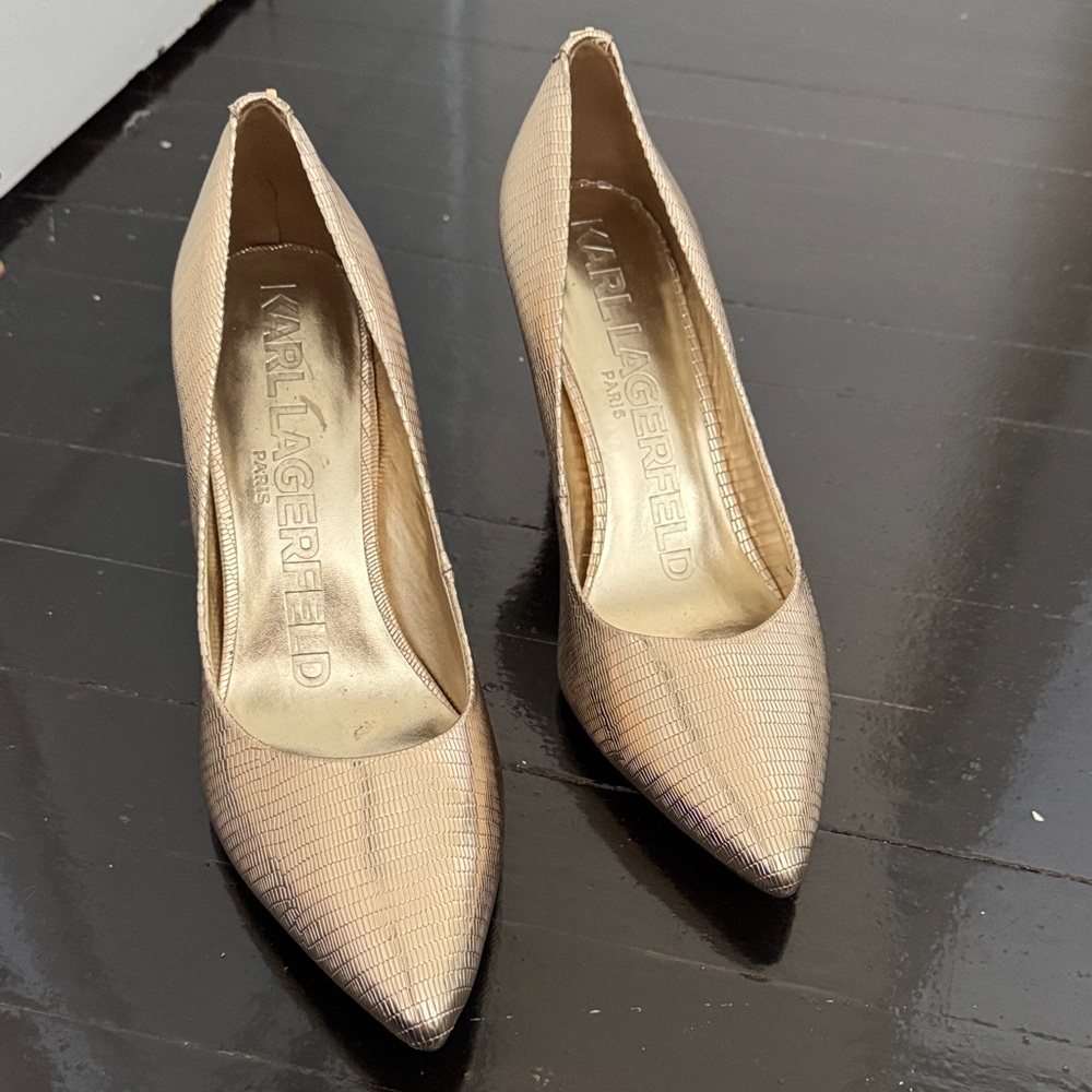 Karl Lagerfeld Metallic Gold Heels